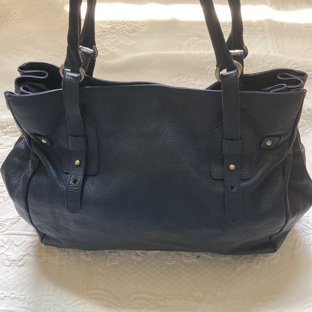 Furla genuine leather shoulder bag handbag purse hobo navy designer luxury - Picture 3 of 17